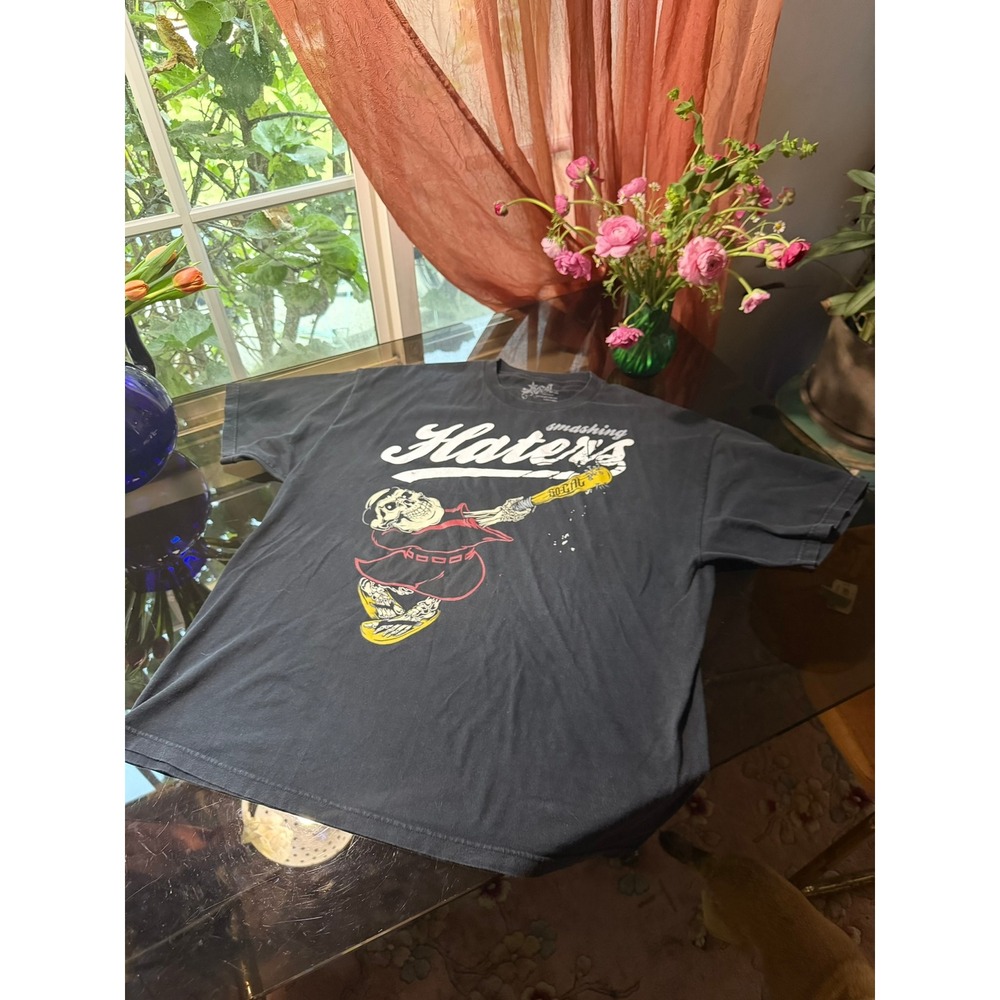 SoCal Smashing Haters Skeleton Graphic T-Shirt Mens XXL Black Cotton Tee